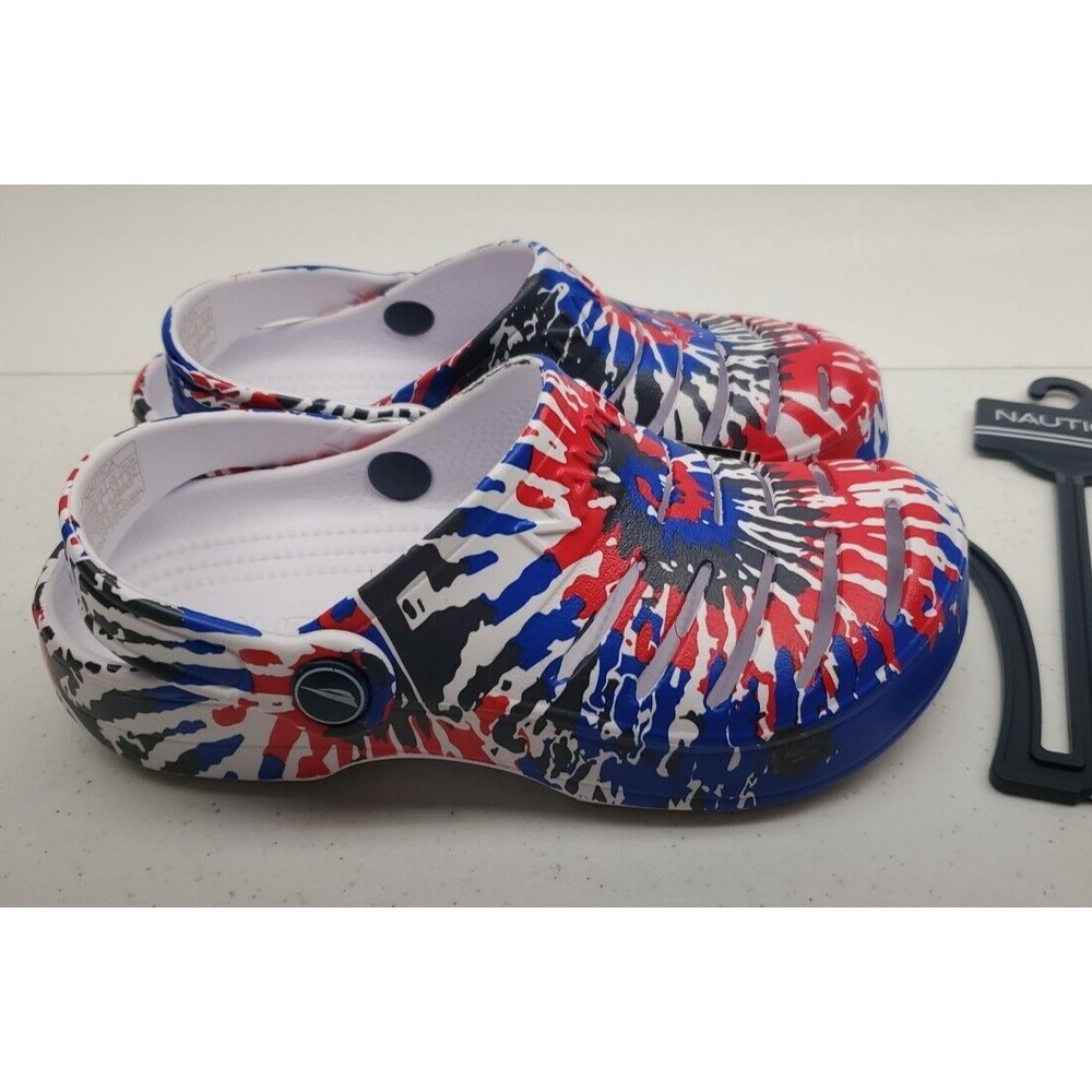Nautica Boys' River Edge Slip-On EVA Sandals RWB Tie‎ Dye Size 1Y NWT!